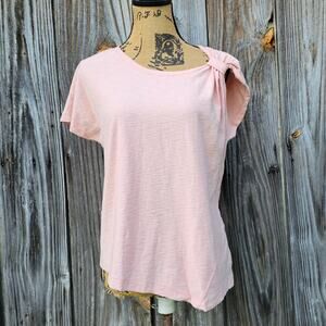 Peach Cotton Tee Anthro Deletta Margot XS Anthropologie Striped Cotton Shirt Bow